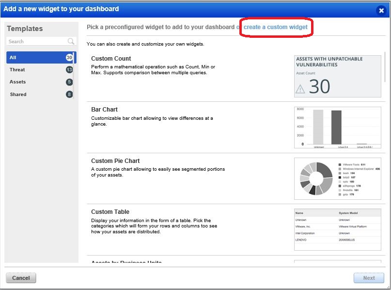 How to create a Dashboard based on installed software in Assetview