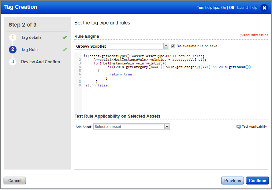 How to create a Tag for Confirmed and Potential Vulnerability using