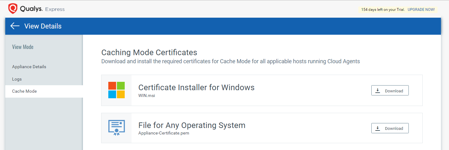 Configure Cache Mode for Qualys Gateway Services (QGS)