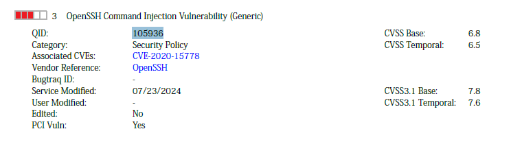 QID 105936 - OpenSSH Command Injection- Detection Analysis on Red Hat ...
