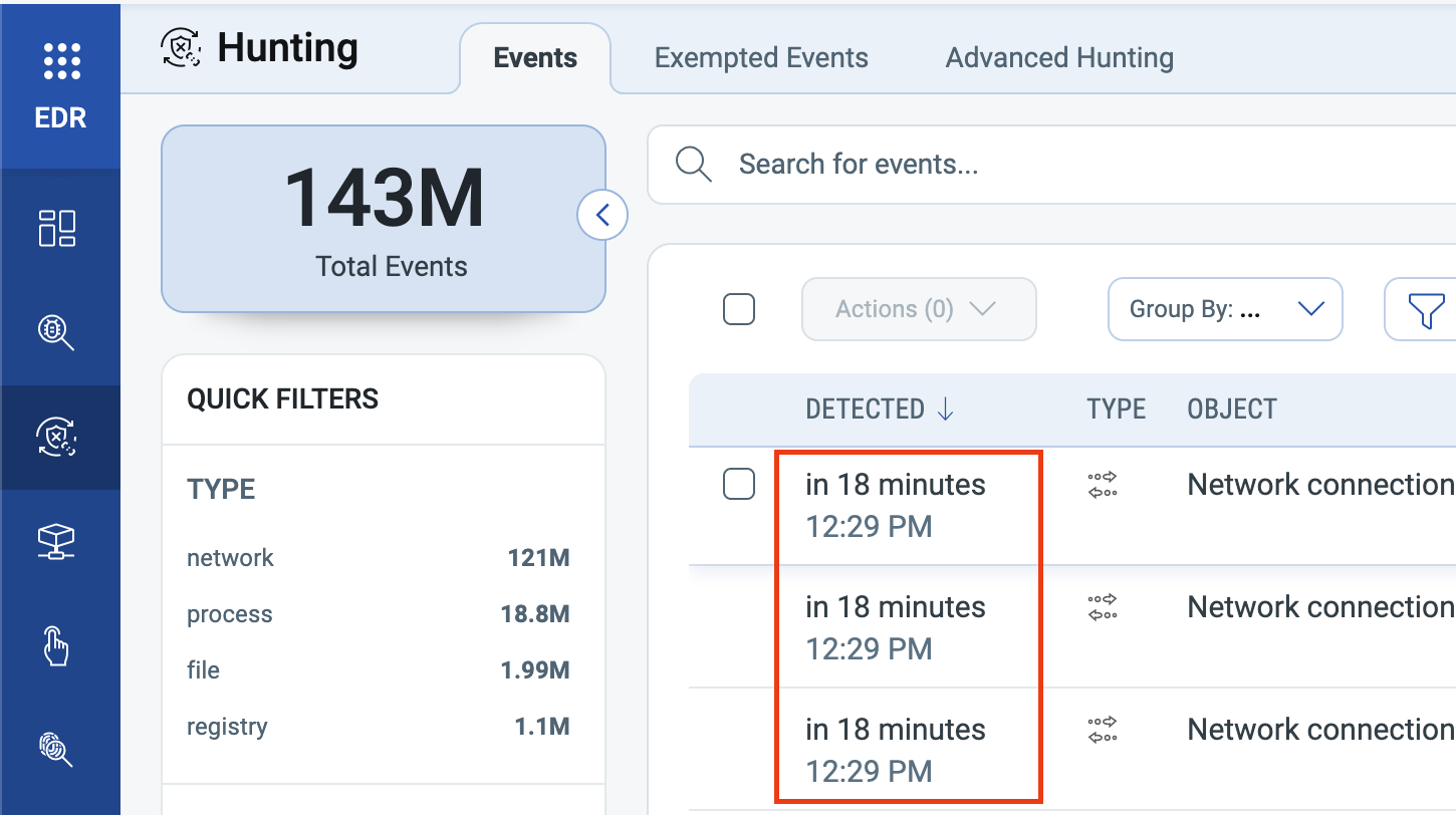 Hunting Event Timestamps Displayed in UTC May Appear as Future Times